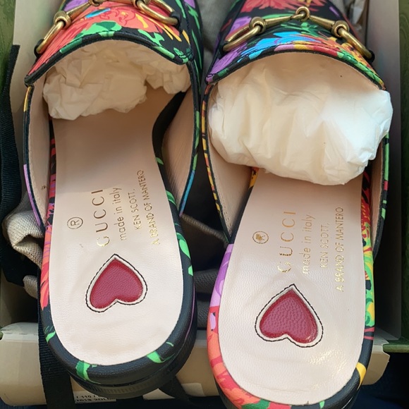 GUCCI X KEN SCOTT Malaga Kid Flora Infinity Women's Princetown - Picture 7 of 9